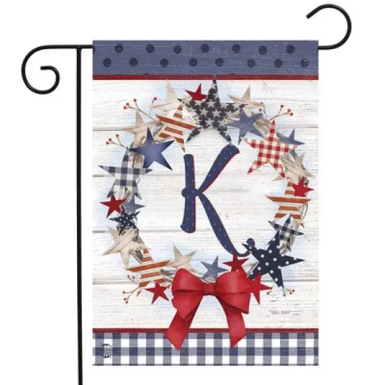 Briarwood Lane Everyday Garden Flag 12x18 For Outdoor American Wreath Monogram K Garden Flag Flags For Outside image {1}