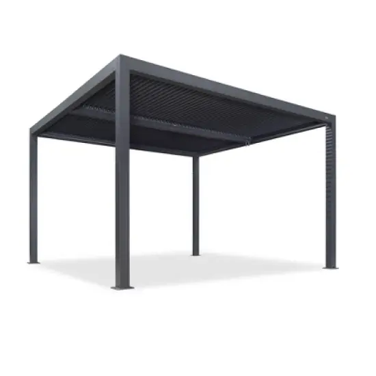 PURPLE LEAF Louvered Pergola Outdoor Aluminum Pergola with Adjustable Roof for Deck Backyard Garden Grey Hardtop Gazebo image {12}