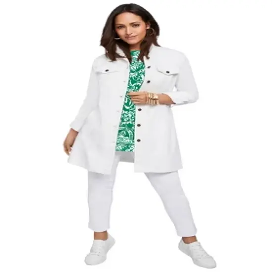 Jessica London Women&rsquo;s Plus Size Long Denim Jacket image {17}
