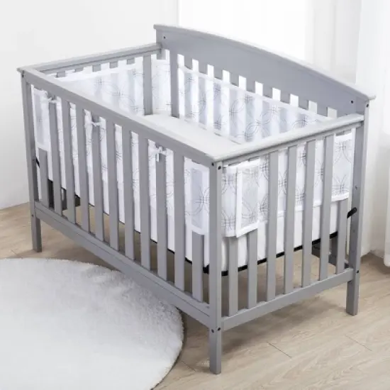 BreathableBaby Breathable Mesh Crib Liner - Deluxe Embroidered Collection - White Links image {1}