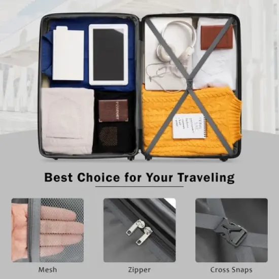 Lycvki 2 Piece 20in+24in Luggage Set with Bags and Expanable Spinner Wheels with TSA Lock image {5}