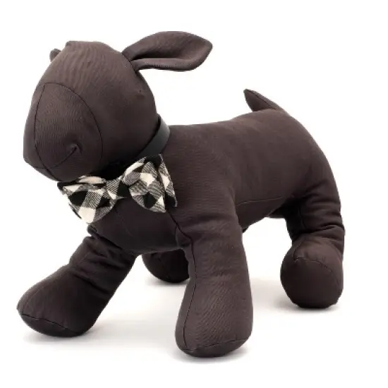 The Worthy Dog Black/Off White Buffalo Plaid Bow Tie Adjustable Collar Attachment Accessory image {2}