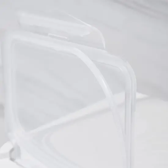 HANAMYA 15 Liter Food Storage Lidded Container with Handle, Wheels, and Measuring Cup for 30 Pounds of Rice, Flour, or Pet Food, Clear image {4}