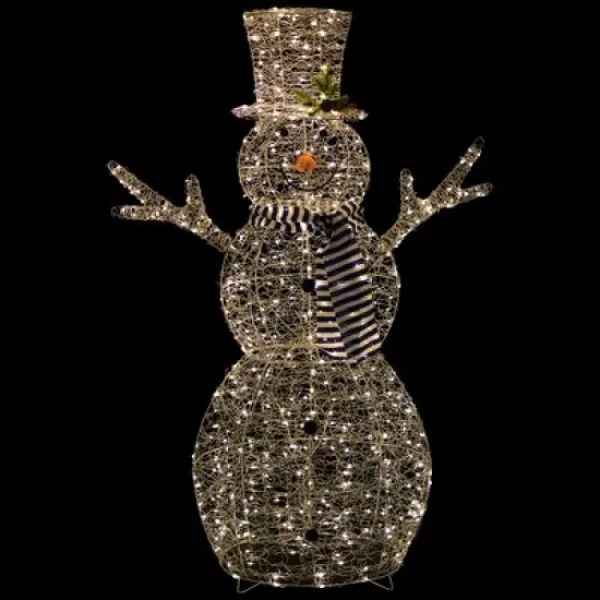 Northlight 48" LED Lighted Silver Mesh Snowman Outdoor Twinkling Christmas Decoration image {2}
