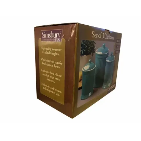 Omniware Simsbury 3-Piece Canister Set, Stoneware Kitchen Storage with Silicone-Sealed Lids, Lead-Free Glaze, Rustic Farmhouse Containers image {5}
