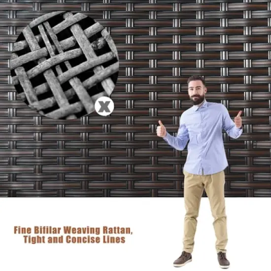 Costway 4PCS Patio Rattan Conversation Set Sectional Cushioned Seat image {7}