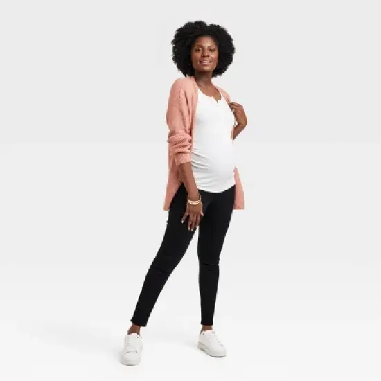 High-Rise Over Belly Skinny Maternity Pants - Isabel Maternity by Ingrid & Isabel&trade; Black image {3}