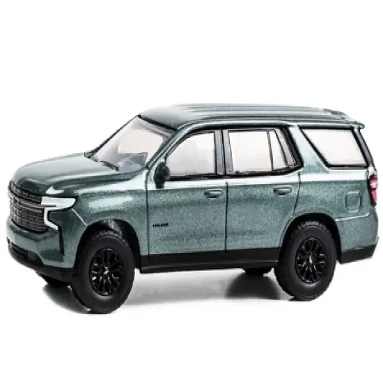 2023 Chevrolet Tahoe RST Silver Sage Metallic "Showroom Floor" Series 3 1/64 Diecast Model Car by Greenlight image {1}