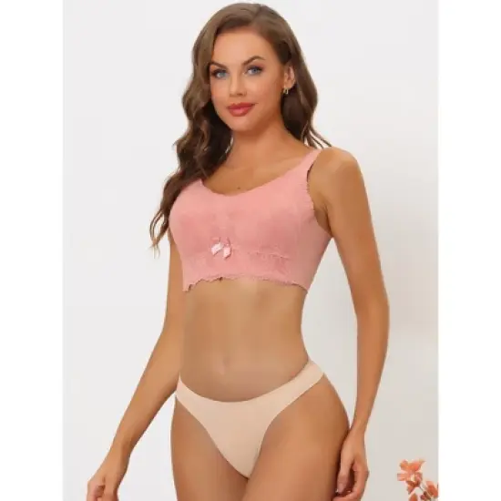 Allegra K Women's Wirefree Longline Hem Wide Straps Padded Full Coverage Lace Minimizer Bra image {3}