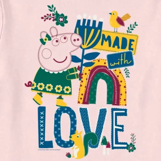 Toddler's Peppa Pig Made with Love Green Embroidery T-Shirt image {1}