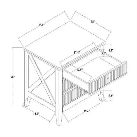 Wrentham Beadboard Farmhouse 3 Drawer Nightstand White - Threshold&trade; image {4}