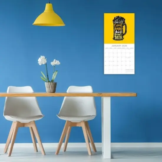 2026 Square Wall Calendar, Beer Signs, 16-Month Funny Corner Theme with 180 Reminder Stickers (12x12 In) image {1}