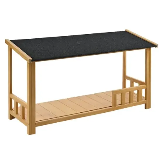 Wooden Dog House, Dog Crate For large dog breeds, Cabin Style Raised Dog Shelter with Asphalt Roof image {8}