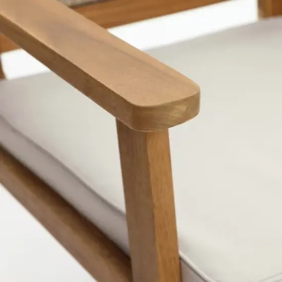 LuxenHome Outdoor Acacia Wood Rope Back 4-Piece Patio Seating with Cushions and Coffee Table Set image {10}