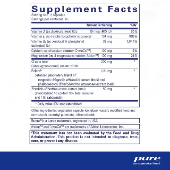 Pure Encapsulations PMS Essentials - Hypoallergenic Supplement Supports Menstrual Comfort, Fatigue, and Helps Lessen Cravings* - 120 Capsules image {1}