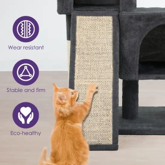 FDW 3-Tier Cat Tree 36 Inches Cat Tower for Indoor Cats Cat Scratcher Cat Condo with Plush Condos Sisal Scratching Posts and Hanging Toy image {2}