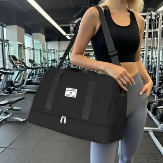 Luupatchy Three-dimensional Diamond Patterned Travel Bag, Dry Wet Separation , for Travel, Fitness Yoga, Weekend Tote Overnight Bag image {7}