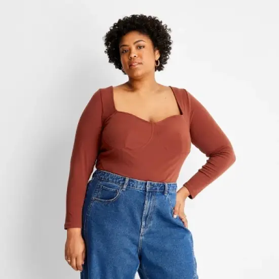 Women's Long Sleeve Sweetheart Corset Top - Future Collective&trade; with Reese Blutstein image {3}