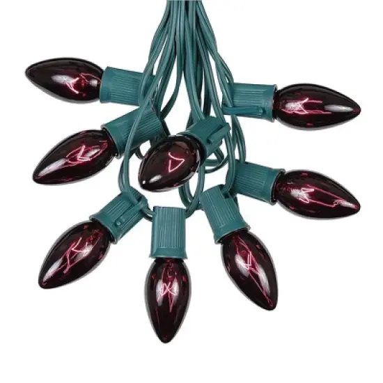 Novelty Lights 25 Feet C9 Christmas String Light Set, Vintage Holiday Hanging Light Set, Green Wire image {8}