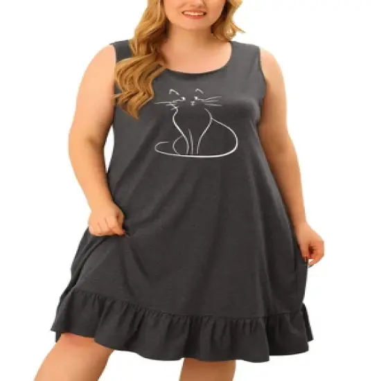 Agnes Orinda Women's Plus Size Sleeveless Comfy Lovely Tank Nightgown image {6}