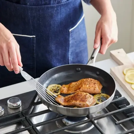 Blue Diamond 8" Stainless Steel Open Frypan Metallic Silver image {2}