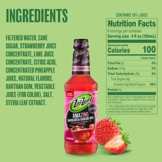 Zing Zang Strawberry Margarita Daiquiri Mix - 32 fl oz Bottle image {4}