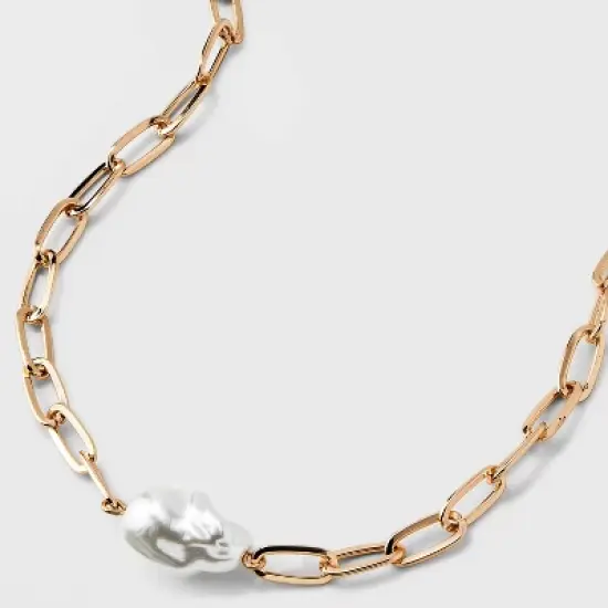 Baroque Pearl Pendant Necklace - A New Day&trade; Gold image {4}