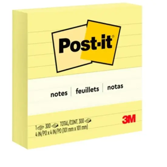 Post-it Lined Original Notes, 4 x 4 Inches, Canary Yellow, Pack of 12 image {5}