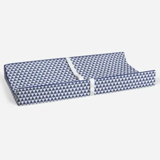 Bacati - Navy Triangles Quilted Muslin Changing Pad Cover image {3}