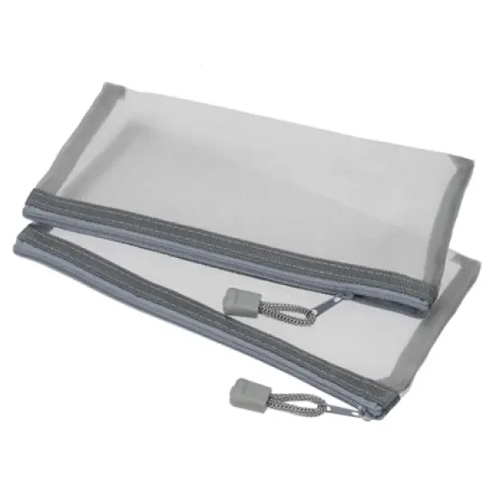 Unique Bargains Travel Office Nylon Mesh Zipper Pencil Case Storage Pockets 6 Pcs image {5}