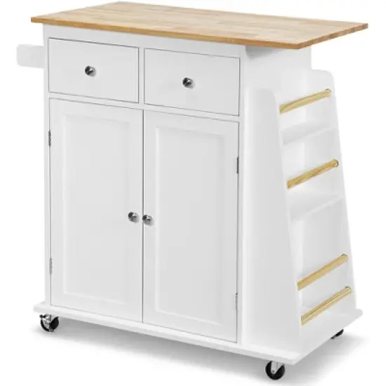 Costway Rolling Kitchen Island Utility Trolley Cabinet Storage Spice Towel Rack image {11}