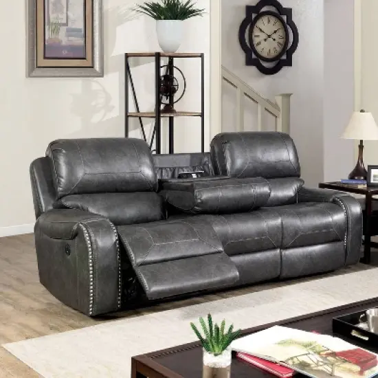 Symons Upholstered Recliner Sofa Gray - HOMES: Inside + Out image {1}
