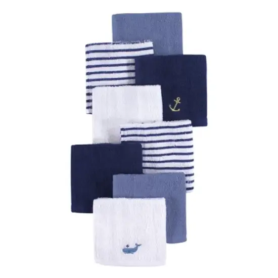 Hudson Baby Infant Boy Super Soft Cotton Washcloths, Anchor, One Size image {1}