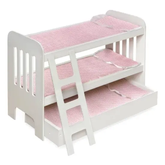 Badger Basket Trundle Doll Bunk Bed with Ladder and Free Personalization Kit - White/Pink image {5}