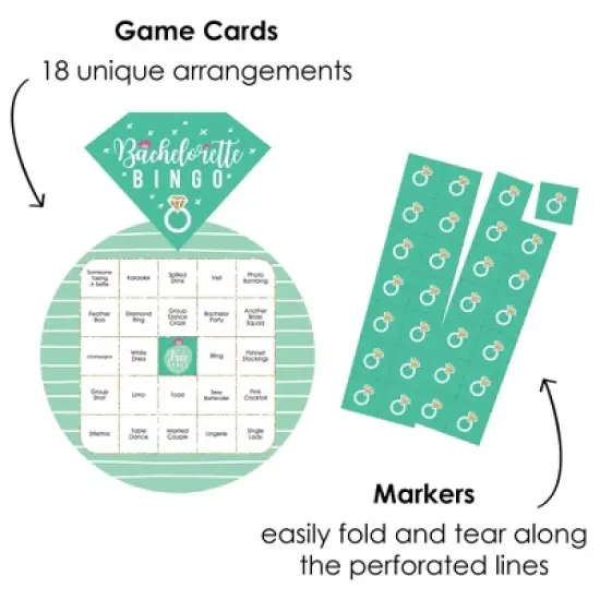 Big Dot of Happiness Final Fiesta - Bar Bingo Cards and Markers - Last Fiesta Bachelorette Party Shaped Bingo Game - Set of 18 image {1}