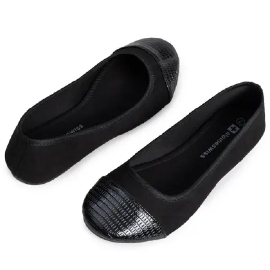 Alpine Swiss Kelly Women&rsquo;s Ballet Flats | Comfortable Dress or Casual Shoes | Two Tone Cap Toe Slip On Flats | Anti-Slip Sole image {3}