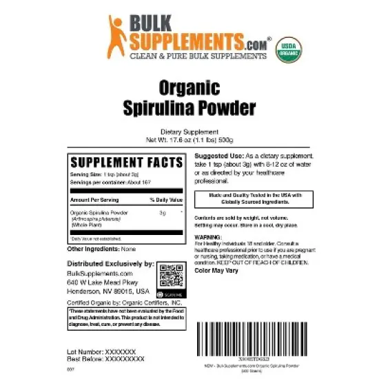 BulkSupplements Organic Spirulina Powder image {5}