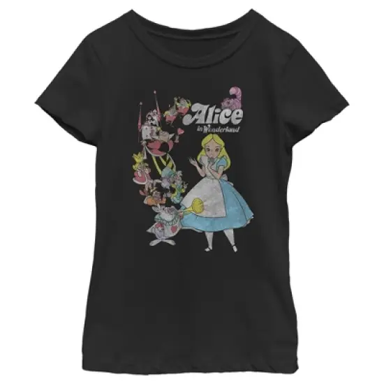 Girl's Alice in Wonderland Distressed Group Shot T-Shirt image {3}