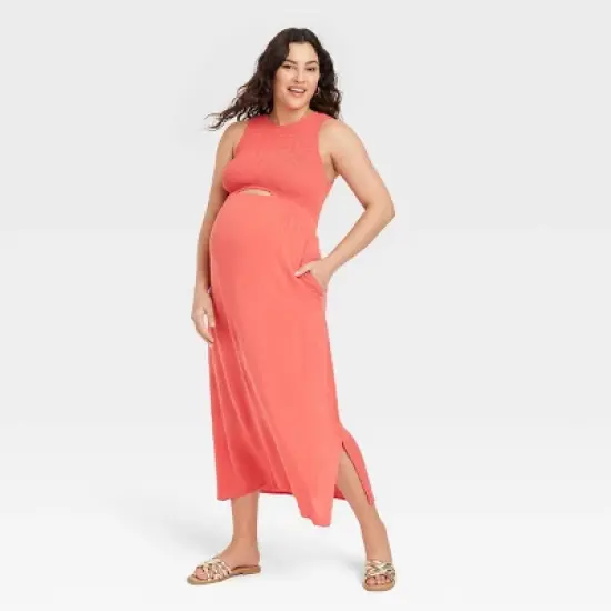 Sleeveless Smocked Cut Out Maxi Maternity Dress - Isabel Maternity by Ingrid & Isabel&trade; image {4}