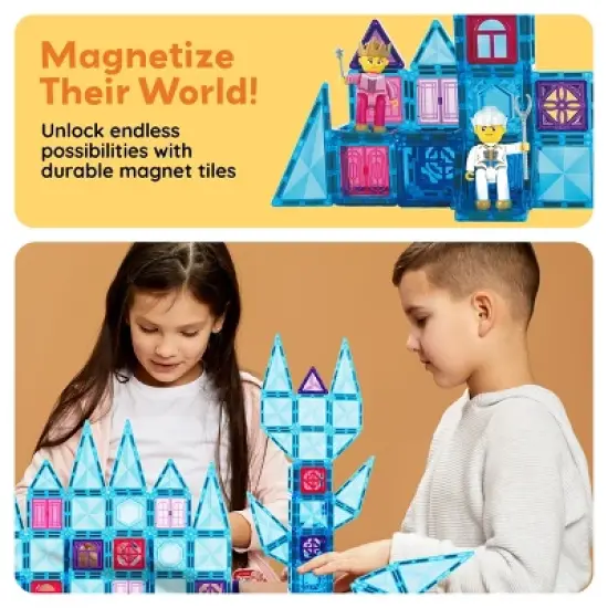 PICASSO-TILES Magnetic Tiles For Kids, 71PCS Construction STEM Building Blocks Educational Toy, Travel Size image {7}