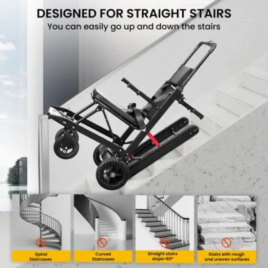 Mojgar Electric Stair Climbing Dolly Electric Stair Climbing Hand Truck, Elevator Stairlifts Wheel Chair Max 441 lbs Capacity, Black image {6}