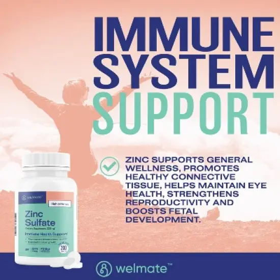 WELMATE Zinc 220mg Dietary Supplement Caplets - 200ct image {2}