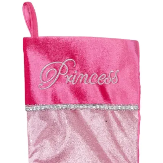 Northlight 21" Pink and Silver Glittered Princess Christmas Stocking with Cuff image {2}