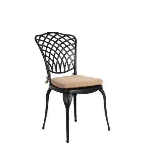 3 Piece Patio Seating Set, Aluminum Patio Accent Chairs Set Of 2 With Umbrella Hole And Cushion,Square Metal Bistro Table Set -Maison Boucle image {2}