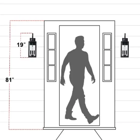 C Cattleya 19in.3-Light Matt Black Outdoor Wall Lantern with Seeded Glass and E12 Base Socket image {6}