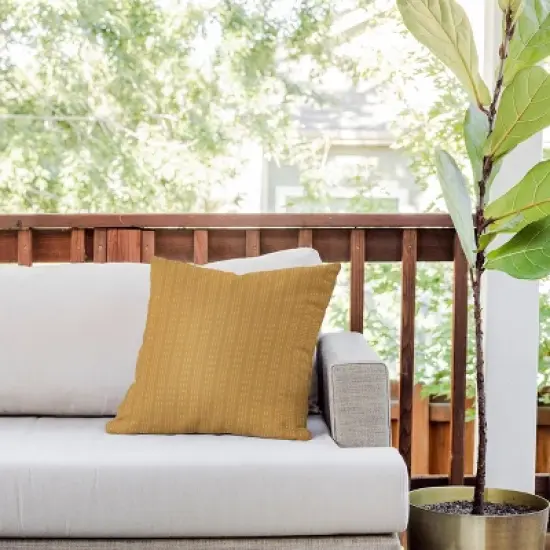 18"x18" Deny Designs Little Arrow Design Co Vert Triple Dash Ochre Square Outdoor Throw Pillow Gold image {2}