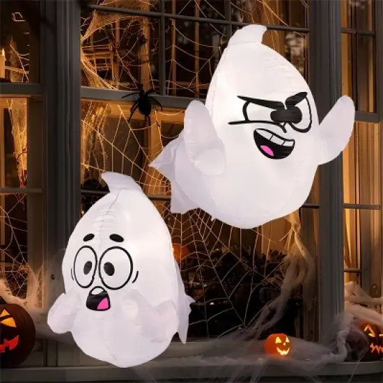 Joyfy 2 Packs Halloween Inflatable Ghost Outdoor Decoration, 2.6 FT Tall Scary Ghost Broke Out from Window for Halloween Outdoor Yard Garden Decor image {4}
