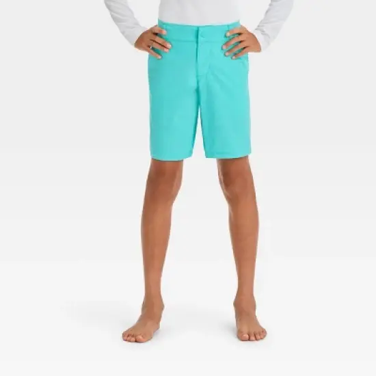 Boys' Hybrid Solid Swim Shorts - art class&trade; Turquoise Green image {3}