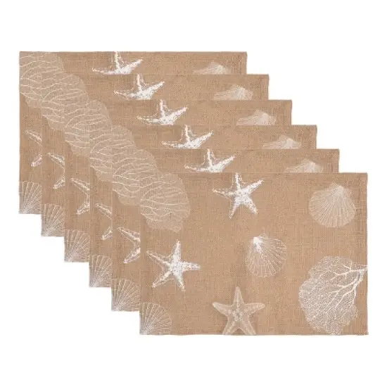 C&F Home Sandy Coast Starfish Coral Shells Placemats Set of 6 Beach Coastal, 14" x 20" image {6}