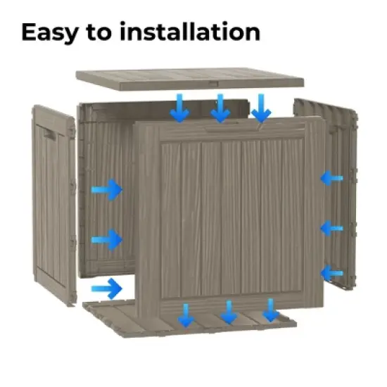 FURNIinspire Deck Boxes, Portable Storage Box with Waterproof Function for Patio Furniture, Garden Tools, All Weather Use, Brown, 22.09"*17.09"*20.87" image {4}